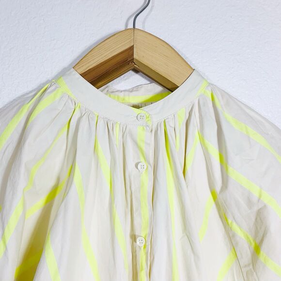 Pomander Place | Yellow and Creme Stripe Pia Oversized Swim Coverup Size Medium - Picture 7 of 16